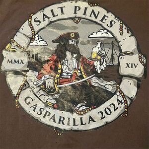 Salt Pines Gasparilla 2024 Pirate Graphic Pocket T-Shirt Brown Unisex M